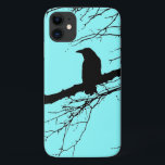 Capa Para iPhone 11 Raven Phone<br><div class="desc">Uma silhueta do pássaro e ramificações tipo web ou crack. Pode ser corvo,  corvo ou torre. Você pode alterar a cor do fundo se pressionar o botão "personalizar".</div>