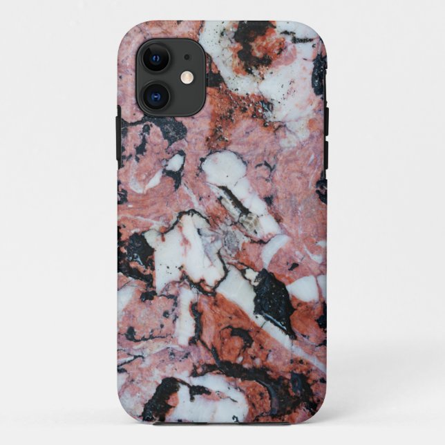Capa Para iPhone 11 Red and Black Brecciated Marble Stone Texture with (Verso)