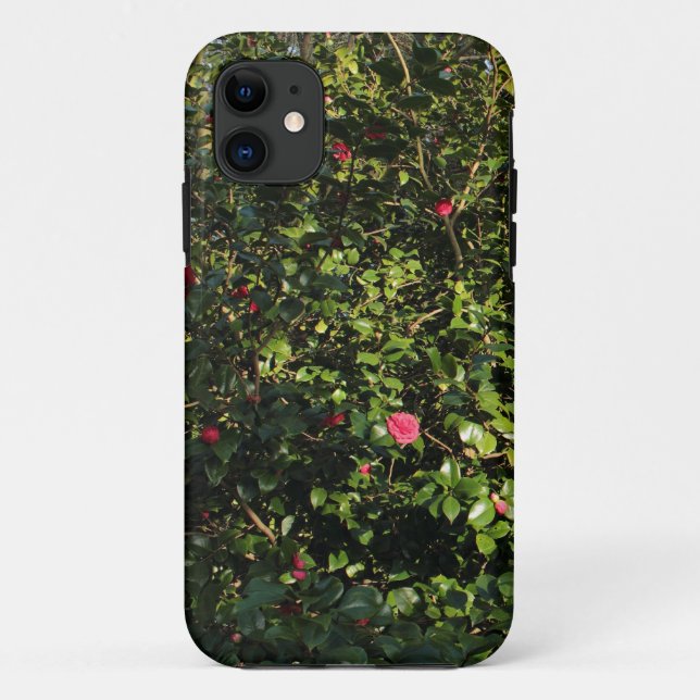 Capa Para iPhone 11 Red Camellia Bush (Verso)