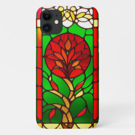 Capa Para iPhone 11 Red Flower Elegant Arte De Vidro Manchada
