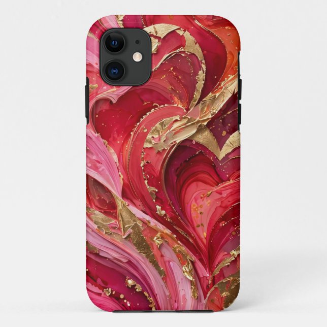 Capa Para iPhone 11 Red & Gold Marble iPhone 11 Case (Verso)
