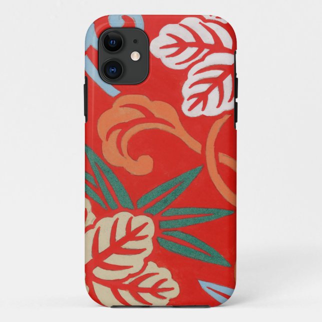 Capa Para iPhone 11 Red Hawaiian Japan Kimono: Vintage Floral (Verso)