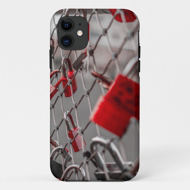 Capa Para iPhone 11 Red Love Padlocks (Verso)