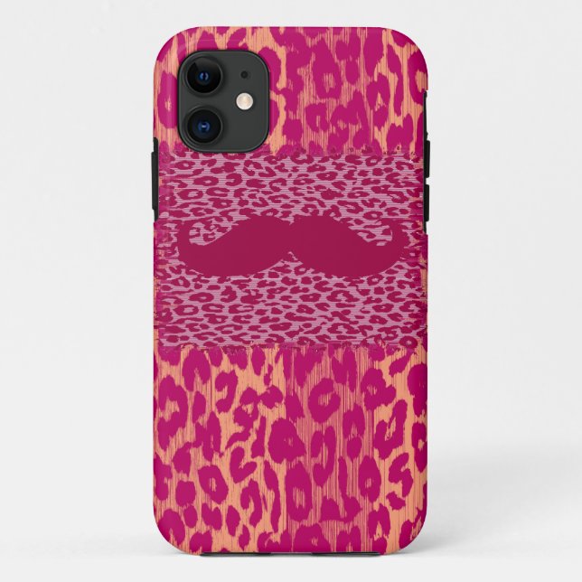 Capa Para iPhone 11 Red Mustache e Leopardo Print (Verso)