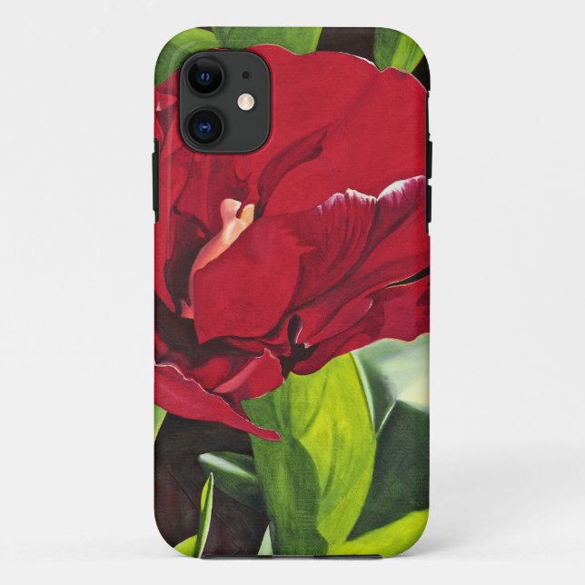 Capa Para iPhone 11 Red Peony Floral (Verso)