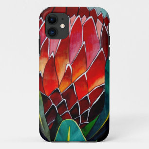 Capa Para iPhone 11 Red Protea flor flor original de aquarela