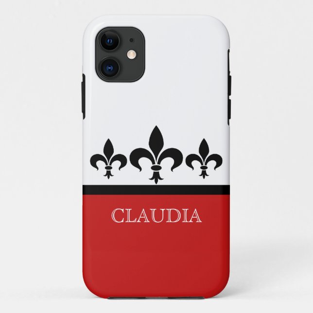 Capa Para iPhone 11 Red Swanky Fleur De Lis BT iPhone 5 Caso (Verso)