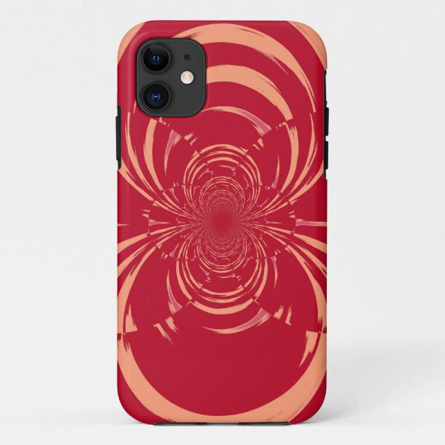 Capa Para iPhone 11 Red Swirl Retro Art Deco (Verso)