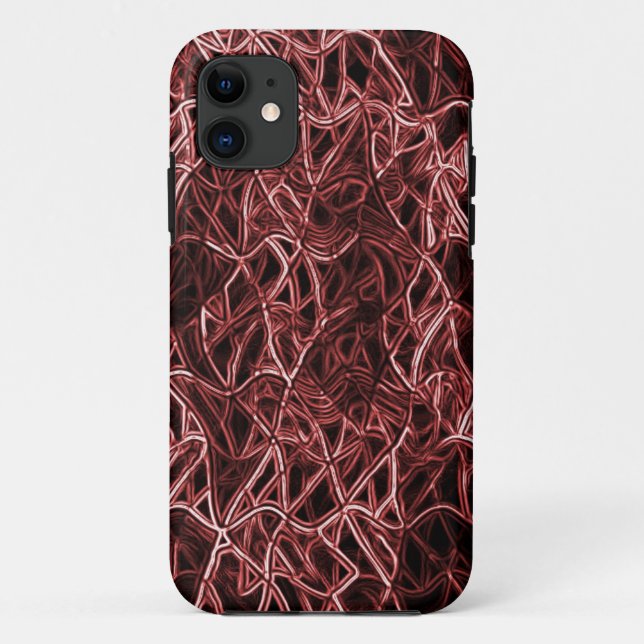 Capa Para iPhone 11 Rede vermelha entrelaçada de fio rústico e enredad (Verso)