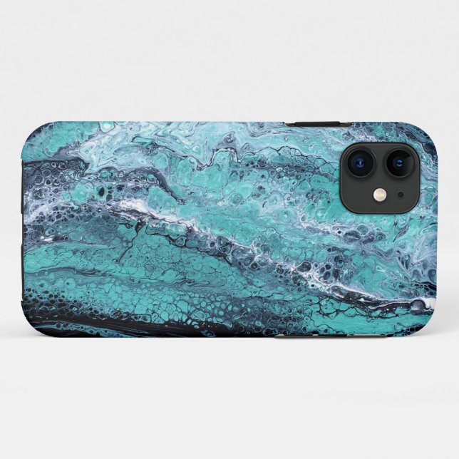 Capa Para iPhone 11 Redemoinho Preto Verde (Verso (horizontal))