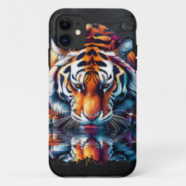 Capa Para iPhone 11 Reflexão da água do Bebendo do Tigre