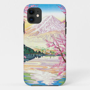 Capa Para iPhone 11 Refrigere a arte oriental da árvore de cereja do