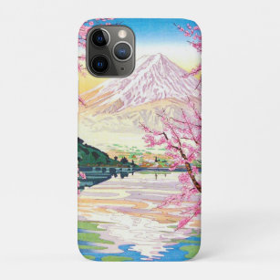 Capa Para iPhone 11 Pro Refrigere a arte oriental da árvore de cereja do