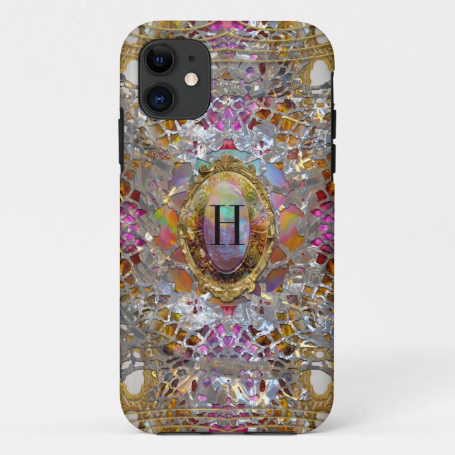 Capa Para iPhone 11 Regardez dans kaléidoscope Elegante Monograma (Verso)