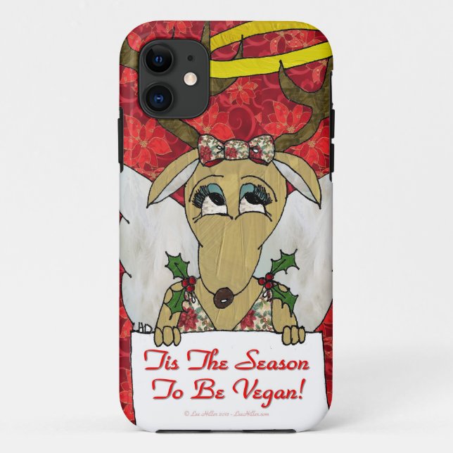 Capa Para iPhone 11 Reindeer Angel Tis A Época de Ser Vegan (Verso)