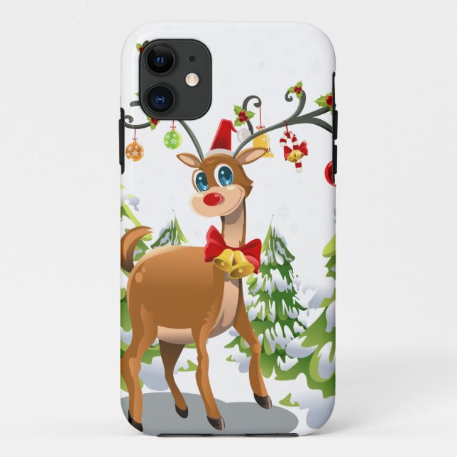 Capa Para iPhone 11 Reindeer Bonito na Neve (Verso)