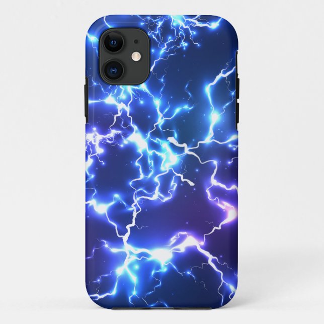Capa Para iPhone 11 Relâmpago de Tunder do céu nocturno (Verso)