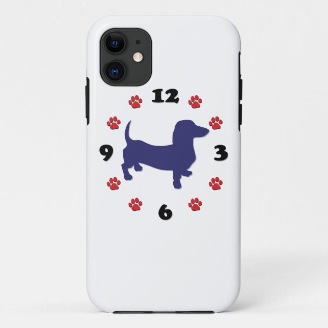 Capa Para iPhone 11 Relógio Dachshund Doxie (Verso)