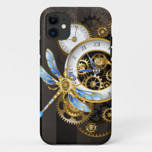 Capa Para iPhone 11 Relógio Steampunk com Dragonfly Mecânica