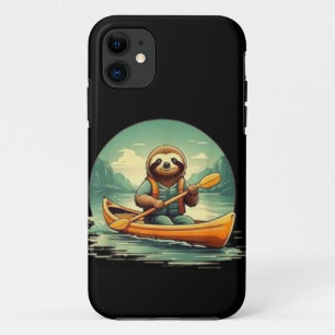 Capa Para iPhone 11 Remo Preguiça Canoa Amante Animais Engraçados Vint