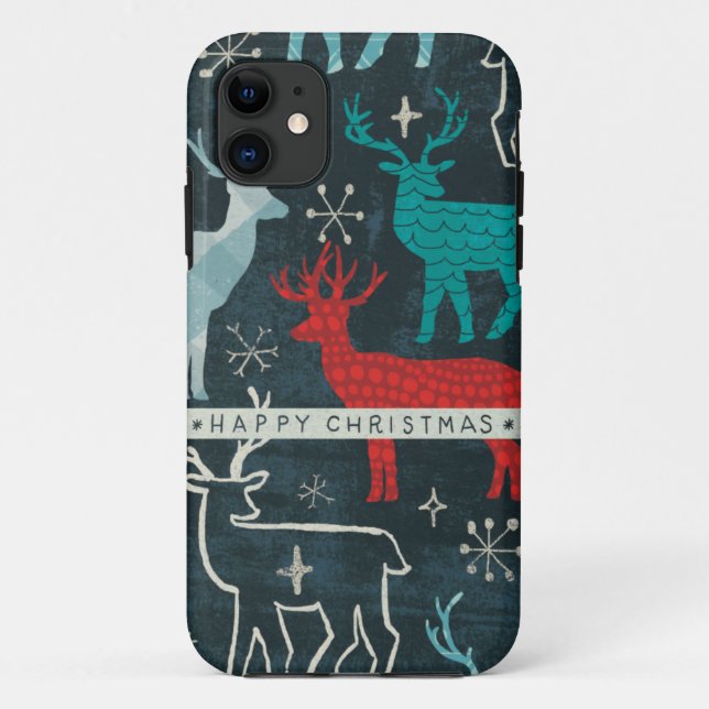 Capa Para iPhone 11 Rena alegre de Christmastime (Verso)