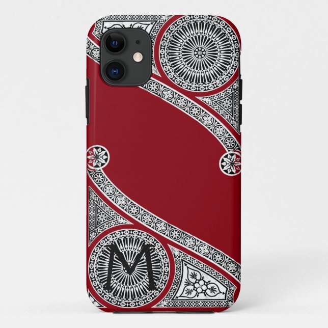 Capa Para iPhone 11 RENAISSANCE ARCHITECT Red Burgundy Monograma (Verso)