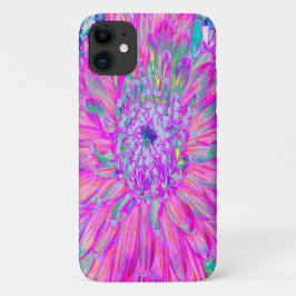 Capa Para iPhone 11 Resfriar Arte Arty Rosa Azul e Roxo Flor de Dahlia