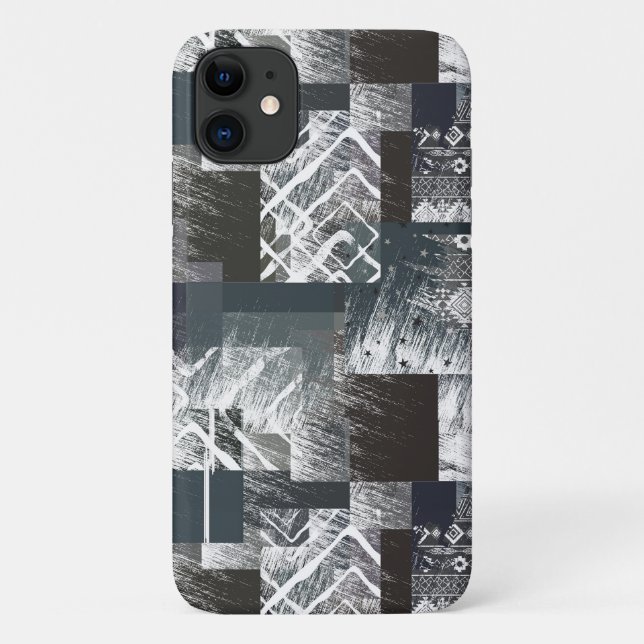 Capa Para iPhone 11 retalhamento monocromático abstrato (Verso)
