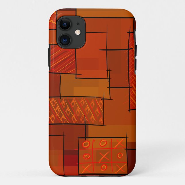 Capa Para iPhone 11 Retângulos, padrão de retalhos, rabisco. Colcha de (Verso)