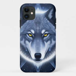 Capa Para iPhone 11 Retrato Artístico de Lobo Místico