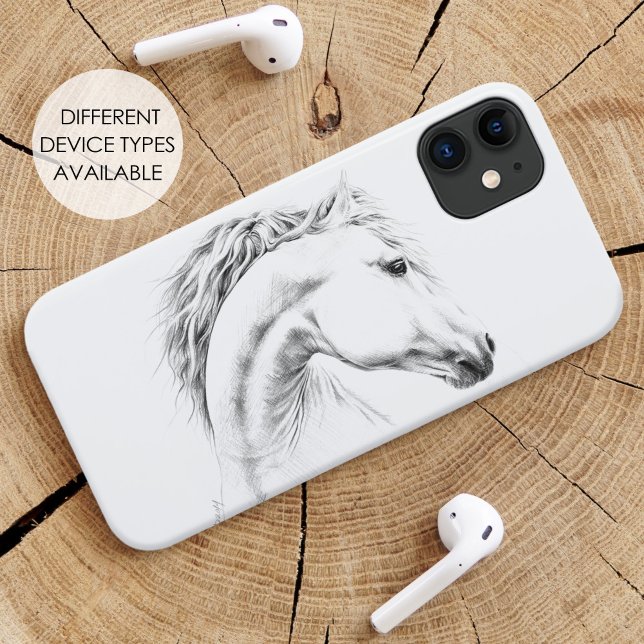 Capa Para iPhone 11 Retrato de Cavalo Desenho Arte Animal Equestre (Criador carregado)