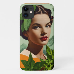 Capa Para iPhone 11 Retrato de mulher ilustrado vintage