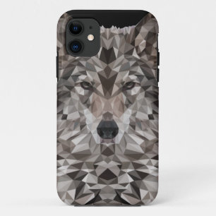 Capa Para iPhone 11 Retrato Geométrico do Wolf da cinza