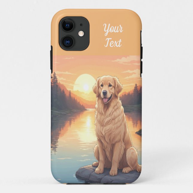Capa Para iPhone 11 Retriever de ouros em lago (Verso)