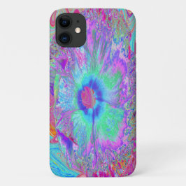 Capa Para iPhone 11 Retro Arco-Íris Psicodélico Hibisco Azul