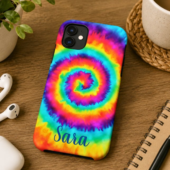 Capa Para iPhone 11 Retro Arco-íris Tie Dye  (Criador carregado)
