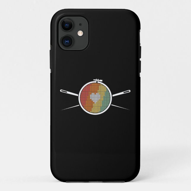 Capa Para iPhone 11 Retro Cross Stich (Verso)