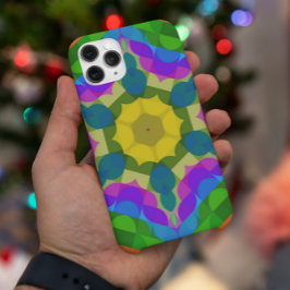 Capa Para iPhone 11 Retro Mandala Flor Amarelo Azul e Púrpura