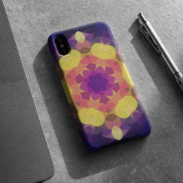 Capa Para iPhone 11 Retro Mandala Flor Amarelo Cor-de-rosa e púrpura