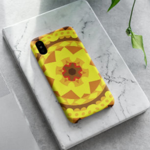 Capa Para iPhone 11 Retro Mandala Flor Amarelo e Laranja