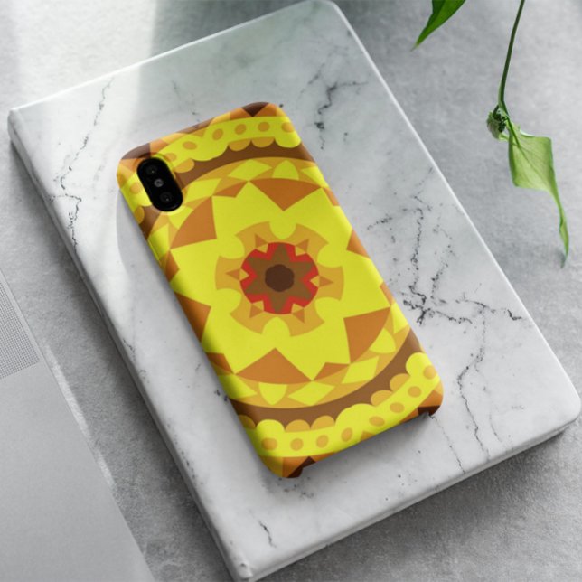 Capa Para iPhone 11 Retro Mandala Flor Amarelo e Laranja (Criador carregado)