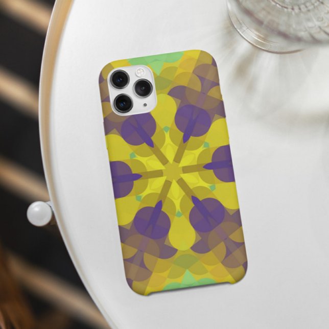 Capa Para iPhone 11 Retro Mandala Flor Amarelo Roxo e Verde (Criador carregado)