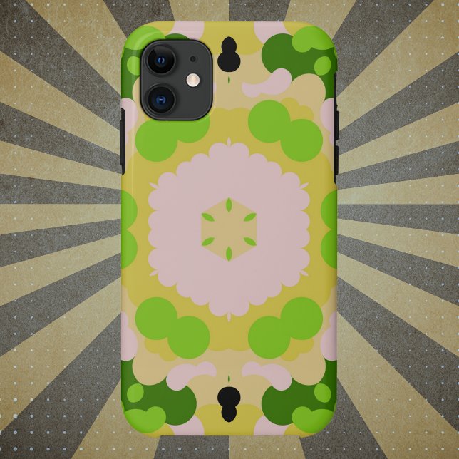 Capa Para iPhone 11 Retro Mandala Flor Amarelo Verde e Branco (Criador carregado)