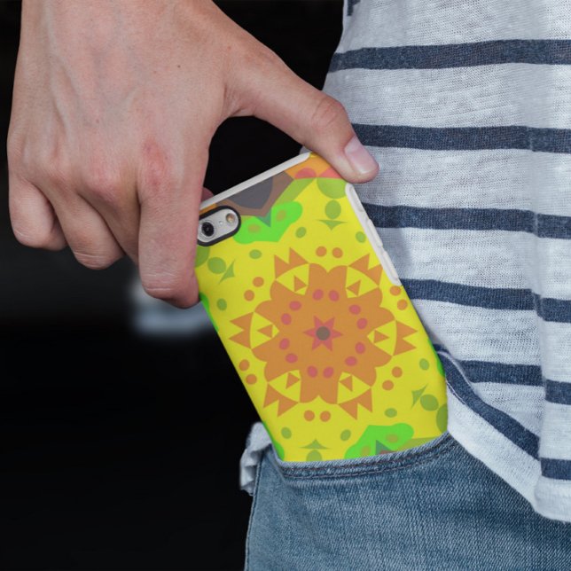 Capa Para iPhone 11 Retro Mandala Flor Laranja Amarelo e Verde (Criador carregado)
