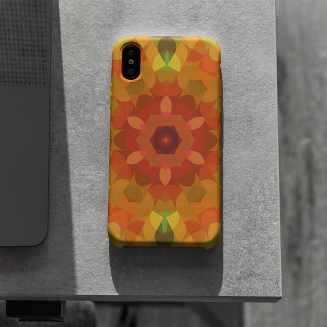 Capa Para iPhone 11 Retro Mandala Flor Laranja Amarelo e Verde (Criador carregado)