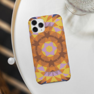 Capa Para iPhone 11 Retro Mandala Flor Laranja Azul e Amarelo