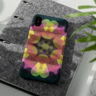 Capa Para iPhone 11 Retro Mandala Flor Rosa Amarelo e Verde