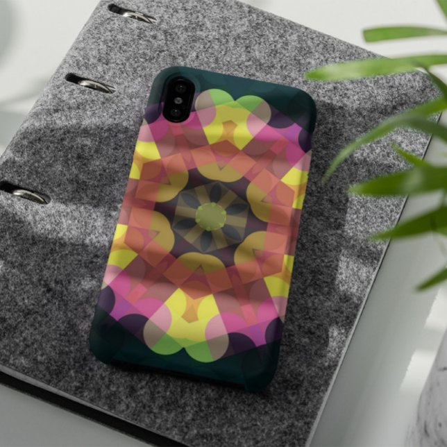 Capa Para iPhone 11 Retro Mandala Flor Rosa Amarelo e Verde (Criador carregado)