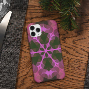 Capa Para iPhone 11 Retro Mandala Flor Rosa e Verde