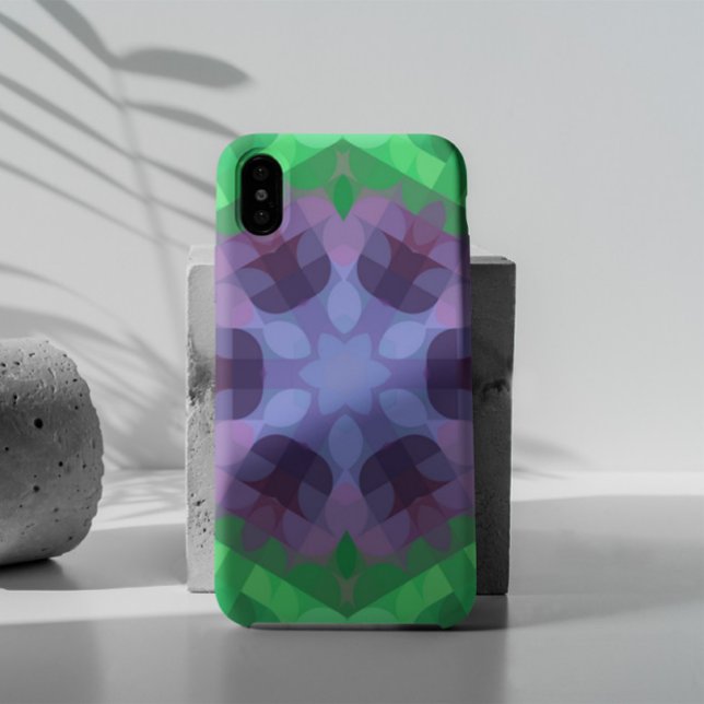 Capa Para iPhone 11 Retro Mandala Flor Roxo e Verde (Criador carregado)